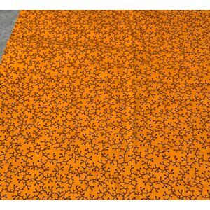 Orange & Black Cotton Fabric Vine Pattern 18" x 22" Quilting Sewing Craft Materi